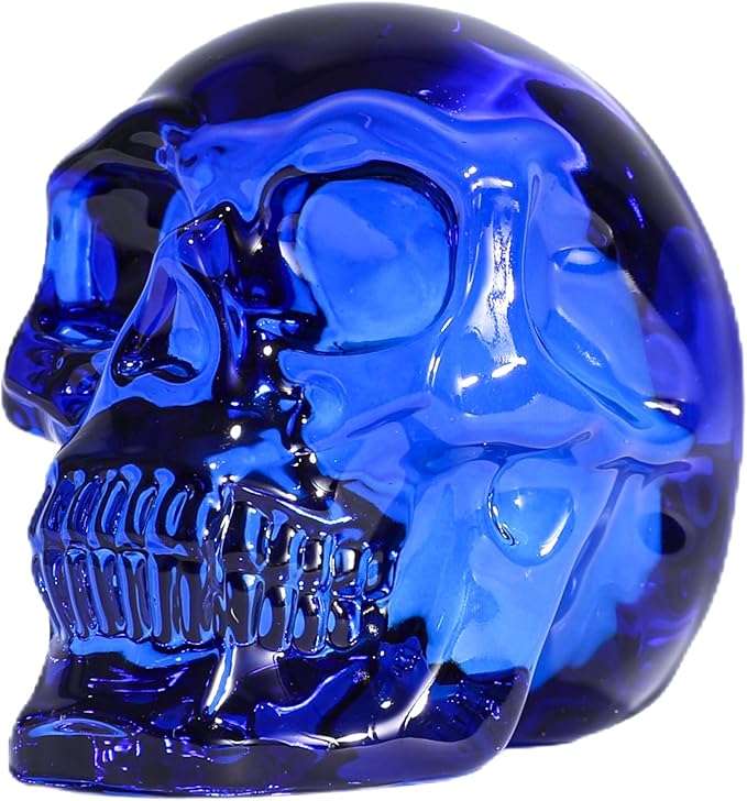Model Statue for Halloween Decor Indoor Blue Crystal Skull Decorative Figurine Gifts for Women Husbands Halloween Head Figurine Decoration Gift (Blue Skull)-Ruum Studio Home