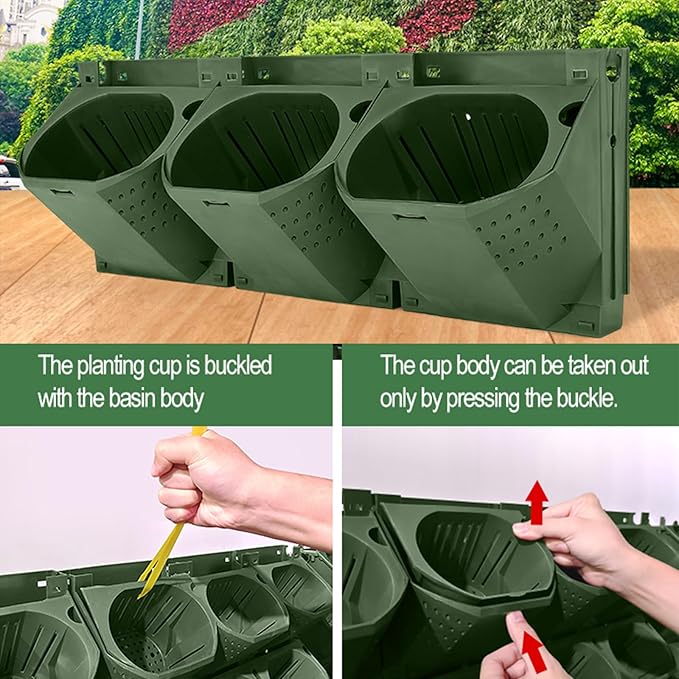 Self Watering Wall Mounted Vertical Planter, 36 Pots Wall Planter Indoor Vertical Living Green Plant Wall Easy Installation (Green)-Ruum Studio Home
