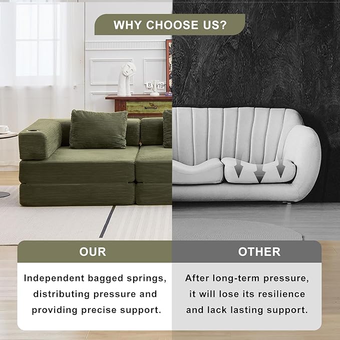 78" W Loveseat Sofa, 4 in 1 Convertible Floor Sofa Bed, Boneless Cloud Couch with Cup Holder, Fold Out Floor Couch, Loveseat Recliner Sleeper for Living Room Bedroom Lounge(Corduroy, White)-Ruum Studio Home