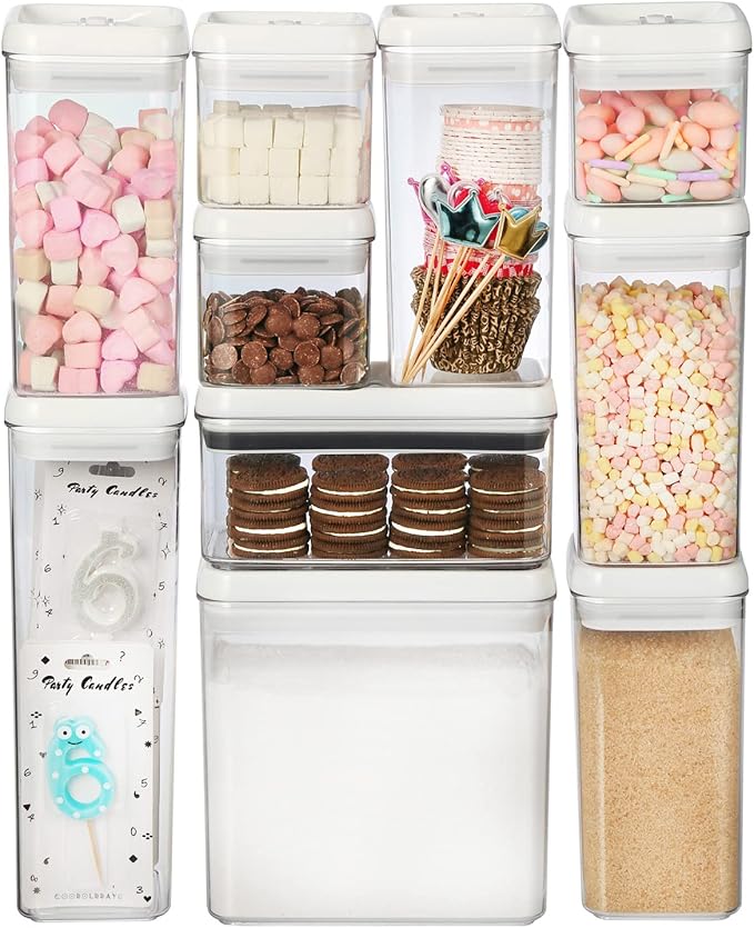 Felli Flip Tite Food Storage Container with Lid Airtight 4" Ring Seal Flip Top, Stackable Acrylic Canister Jar for Pantry Kitchen Counter, Snack Coffee Bean Granola Pet Treats Cracker Holder (1.3 qt)-Ruum Studio Home