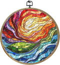 Colorful Boho Rainbow Geometric Spiral Sun Art Gift Framed Round Wall Decor Canvas Wall Art Hanging Prints Artwork for Home Office Bathroom Bedroom Living Room Decorations 10.2X10.2 Inch-Ruum Studio Home