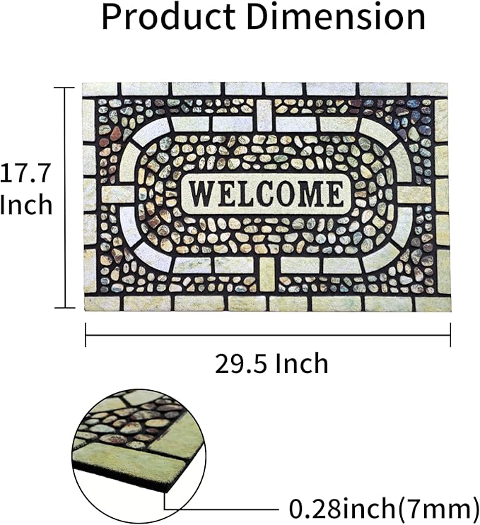 Door Mat Welcome Mat, Heavy Duty Door Mat 17.7 x 29.5 Inch Front Door Mat Rug Doormat for Outdoor Entrance Home Non-Slip Rubber Rug for Front Door, Outside, Entryway, Patio (Yellow Welcome)-Ruum Studio Home