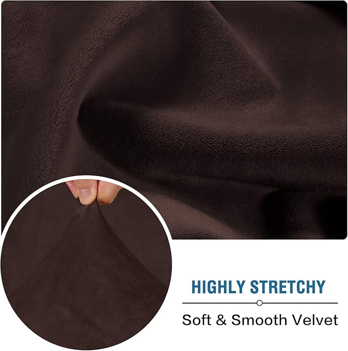 H.VERSAILTEX Velvet Stretch Sectional Couch Covers 3 Pieces Sofa Seat Cushion Covers L Shape Separate Cushion Couch Cover for Both Left/Right Sectional Couch (Large Sofa 2 Seater + 1 Chaise, Brown)-Ruum Studio Home