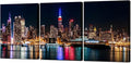 Biuteawal New York City Canvas Wall Art Manhattan Skyline Night View Picture Painting Modern Giclee Canvas Prints Home Office Living Room Wall Decoration-Ruum Studio Home