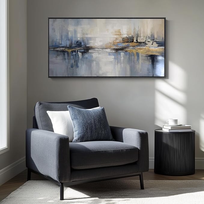 Framed Extra Large Blue Abstract Wall Art for Living Room, Modern Canvas Prints Painting Artwork for Walls, Minimalist Abstract Pictures for Living Room Dining Room Bedroom Office Wall Decor 30x60 In-Ruum Studio Home