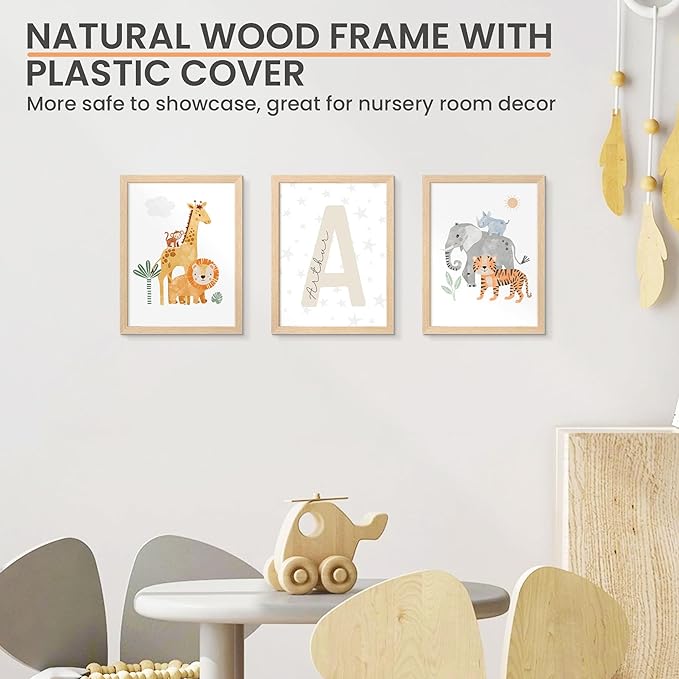 upsimples 9x12 Frame, Natural Solid Wooden Picture Frames, Display 6x8 with Mat or 9 x 12 Without Mat, Wall or Tabletop, 1 Pack, Natural-Ruum Studio Home