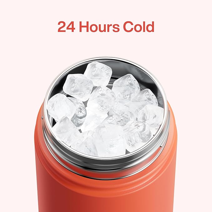 Insulated Water Bottle with Straw Stainless Steel Water Bottle, Leak-Proof, BPA-Free, Double Wall Vacuum Keeps Cold for 24 Hours for Sports, Travel, School (18 oz, Tawny Orange)-Ruum Studio Home