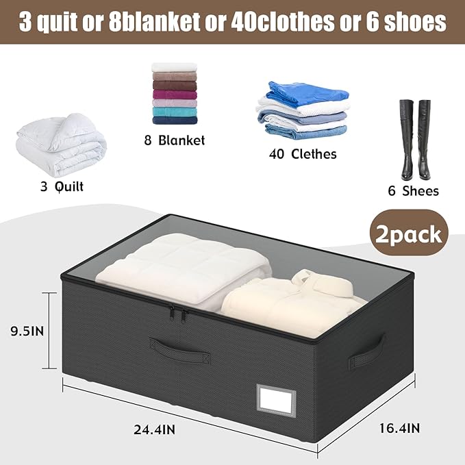 Underbed Storage Bins With Wheels, No Assemble Required 10 inches Height Large Capacity Rolling Underbed Shoe Storage Containers，Dorm Underbed Storage Drawers-Ruum Studio Home