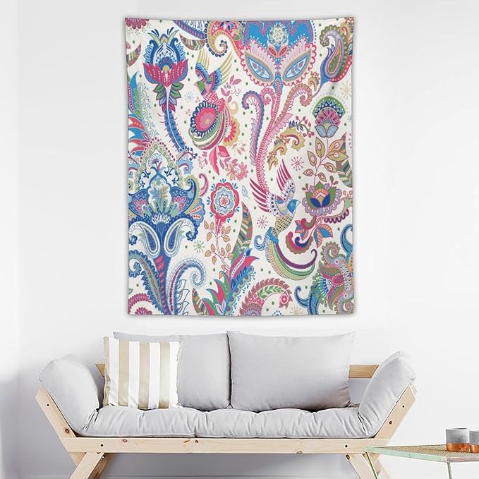 ICMOLYYENLO Boho Green Leaves Tapestry, Mid Century Abstract Tropical Palm Leaves Modern Minimalist Geometric Wall Hanging, Neutral Home Decor Art for Living Room Bedroom Dorm 30x40 Inch-Ruum Studio Home