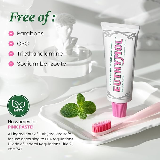 EUTHYMOL Whitening Toothpaste (3.7fl oz*2, Pack of 2) - Stain Removal in 2 Weeks, Long-Lasting Freshness for Sensitive Gum & Teeth. Bad Breath, Cavity Prevention. Recyclable Aluminum Tube-Ruum Studio Home