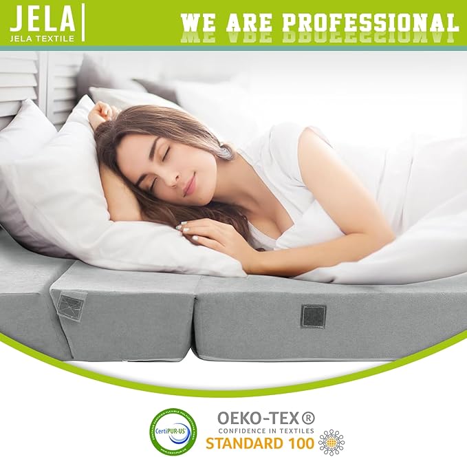 jela Foldable Sofa Bed Soft Foam Convertible Sleeper Chair Luxury Miss Fabric Fold Out Chair Bed Floor Couch with Back Support Floor Sofa for Living Room Bedroom (83"x33",Light Grey)-Ruum Studio Home