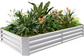Land Guard 6×3×1ft Galvanized Metal Raised Garden Bed, Metal Planter Kit Box Outdoor for Deep-Rooted Vegetables, Flowers, Green and Herbs……-Ruum Studio Home