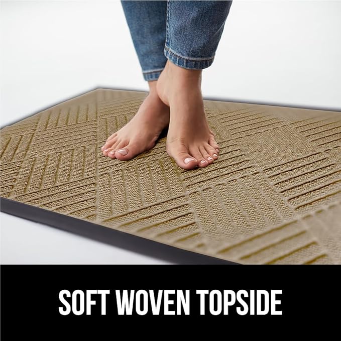 GORILLA GRIP 100% Waterproof All-Season WeatherMax Doormat US Designed Natural Rubber, Stain and Fade Resistant, Low Profile Indoor Outdoor Door Mats, Easy Clean Patio Mat, 23x35, Beige Diamond-Ruum Studio Home
