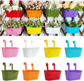8 Pack Hanging Planters 10", Colorful Metal Bacony Railing Planter for Outdoor Decor, Countryside Fence Pot Flower Bucket for Rails Patio Garden, Plant Pot for Herb (Multi-Color, 8Pcs)-Ruum Studio Home