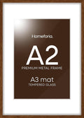 Homeforia A2 Picture Frame Brown, High End Dark Oak 16.5 x 23.4 Wooden Poster Frame Matted to 11.7 x 16.5 Photo, A2 Walnut Wood Frame with Mat A3, 16.5 x 23.5 Frame, Tempered Glass, Wall Kit, Set of 1-Ruum Studio Home