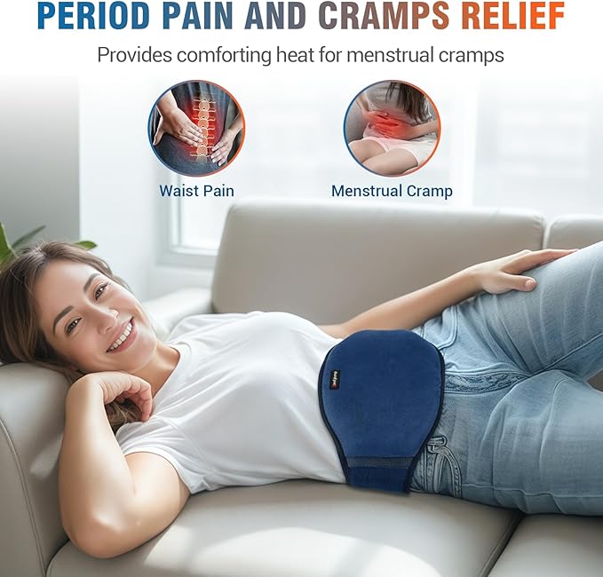 Comfytemp Cordless Portable Heating Pad with Massager for Back Pain Relief for Cramps and Menstrual,Lower Back Massager with 3 Heat, Auto-Off, Heated Waist for Abdominal Gift for Mom-Ruum Studio Home