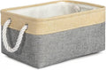 TheWarmHome Decorative Basket Rectangular Fabric Storage Bin Organizer Basket with Handles for Clothes Storage (Gold&Grey, Medium-1Pack,13.8L*9.8W*6.7H)-Ruum Studio Home