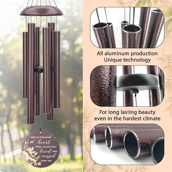 Personalized Wind Chimes, Sympathy Wind Chime, in Loving Memory for Loss of Loved Dad/Mom, Metal Large Memorial Condolences Gifts, Remembrance Wind Chimes for Loss of Loved One-Ruum Studio Home