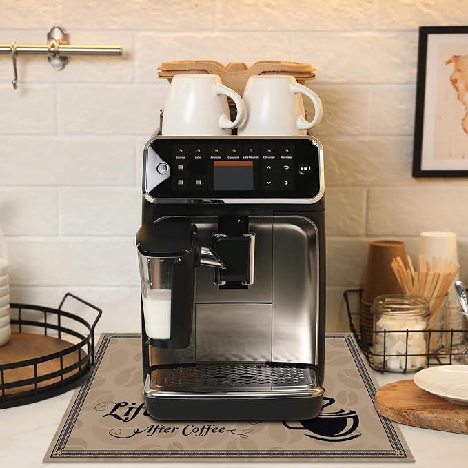 Coffee Bar Placemats Set of 6 Coffee Bar Plastic Table Mats Machine Place Mats Washable Vinyl Accessories Table Decoration for Indoor Outdoor Party Kitchen Dining-Ruum Studio Home