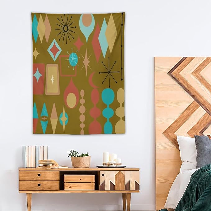 ICMOLYYENLO Boho Medieval Cat Tapestry, Abstract Atomic Starburst Geometric Aesthetic Art Wall Hanging For Bedroom Living Room Dormitory 60x60 Inches-Ruum Studio Home