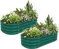 2 Pack 4x2x1FT Galvanized Raised Garden Bed Kit Oval Metal Ground Planter Box Outdoor Bottomless Planter Raised Beds for Vegetables Flowers Herbs Fruits, Green-Ruum Studio Home