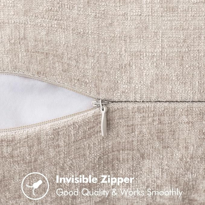 MIULEE Pack of 2 Couch Throw Pillow Covers 18x18 Inch Light Brown Farmhouse Decorative Pillow Covers with Stitched Edge Soft Chenille Solid Dyed Pillow Covers for Sofa Bed Living Room-Ruum Studio Home
