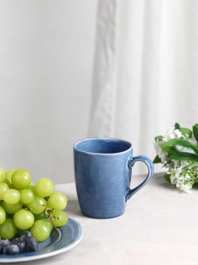 famiware Aurora Coffee Mugs, 14oz Mug Set of 4, Stoneware Mug, Cups for Kitchen, Cappuccino, Latte, Reactive Glaze, Microwave Safe, Scractch-resistant, Lagoon Blue-Ruum Studio Home