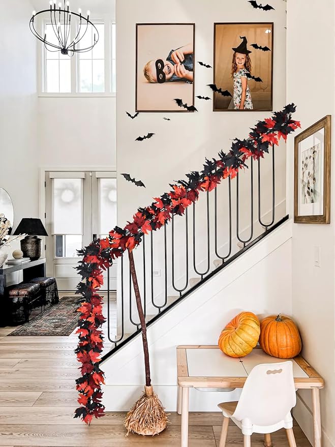 Lvydec 2 Pack Halloween Fall Maple Garland - 5.9ft/Piece Artificial Hanging Fall Leave Vines Garland Autumn Decor for Thanksgiving Home Wedding Party-Ruum Studio Home