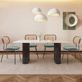 Rattan Dining Chairs Set of 4, Mid Century Modern Dining Chairs with Cane Back for Kitchen Dining Room, 19 Inch Fabric Green-Ruum Studio Home