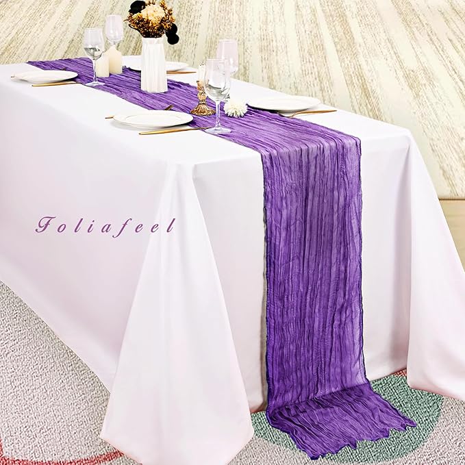 6 Pack Purple Cheesecloth Table Runner 10FT Boho Fabric Rustic Cheese Cloth Table Runner for Wedding Bridal Shower Baby Shower Gauze Sheer Birthday Party Table Decorations 20 x 120 Inch Long-Ruum Studio Home