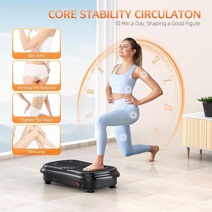 Vibration Plate Exercise Machine Weight Loss, Full Body Vibration Plate for Lymphatic Drainage, 180 Adjustable Speeds Vibrating Plate 400 Lbs Capacity Fitness Platform for Women Men-Ruum Studio Home