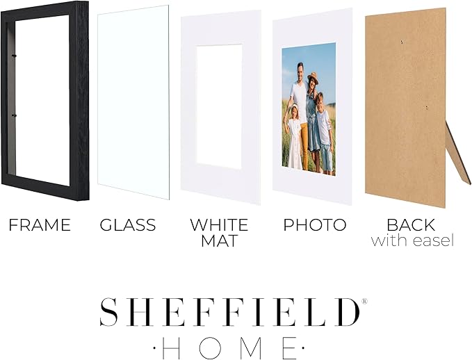 Sheffield Home 4 Piece Gallery Wall Frame Set, 8x10 Inch, Black-Ruum Studio Home