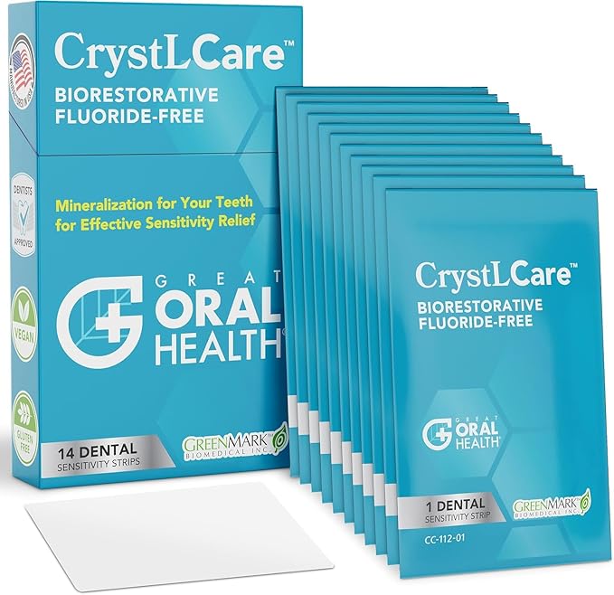 CrystLCare Tooth Sensitivity Treatment for Rapid and Long Lasting Relief for Adults & Kids – Sensitive Teeth Dental Strips for Hydroxyapatite Enamel Remineralization & Tooth Enamel Repair (14 Count)-Ruum Studio Home