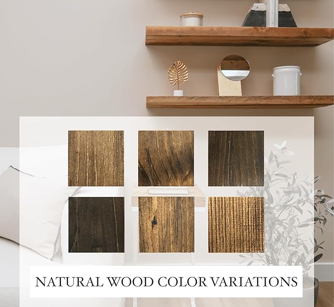Modern Floating Shelves 3 Inches Thick for Wall, Wide Shelves for Kitchen, Living Room, Bedroom, and Bathroom, Natural Pine Wood, Rustic Wooden Shelf, (Set of 2) (Jacobean, 48Lx3Hx6D)