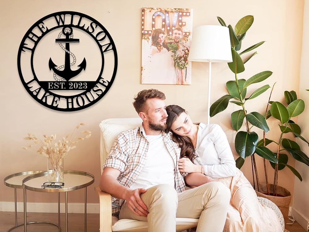 Personalized Lake House Decor, Custom Nautical Wall Decor, Nautical Decor for Home, Beach House Decor, Outdoor Nautical Decor, Outdoor Metal Lake House Signs, Lake House Gifts-Ruum Studio Home