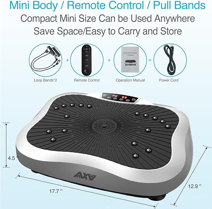 AXV Vibration Plate Exercise Machine Whole Body Workout Vibrate Fitness Platform Lymphatic Drainage Machine for Weight Loss Shaping Toning Wellness Home Gyms Workout-Ruum Studio Home