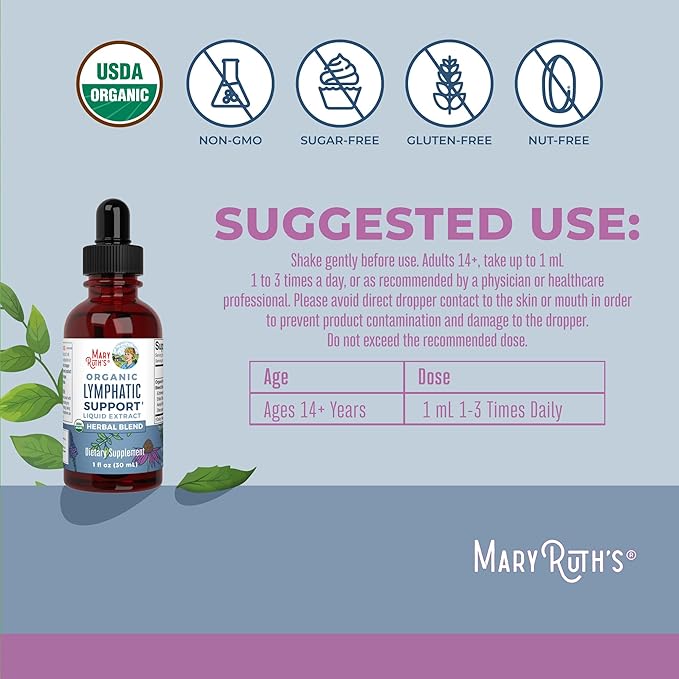MaryRuth Organics Lymphatic Support Drops | USDA Organic Lymphatic Cleanse Immune Support Supplement| Lymphatic Support with Echinacea & Elderberry | Blue Vervain | Vegan | Non-GMO | 30 Servings-Ruum Studio Home