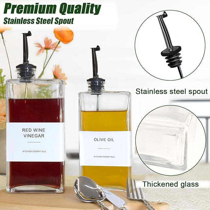 Olive Oil Dispenser for Kitchen, Cooking Oil Container 16.9 oz, Olive Oil Bottles, Soy Sauce Dispenser, Coffee Syrup Bottles (16.9oz, Set of 2)-Ruum Studio Home
