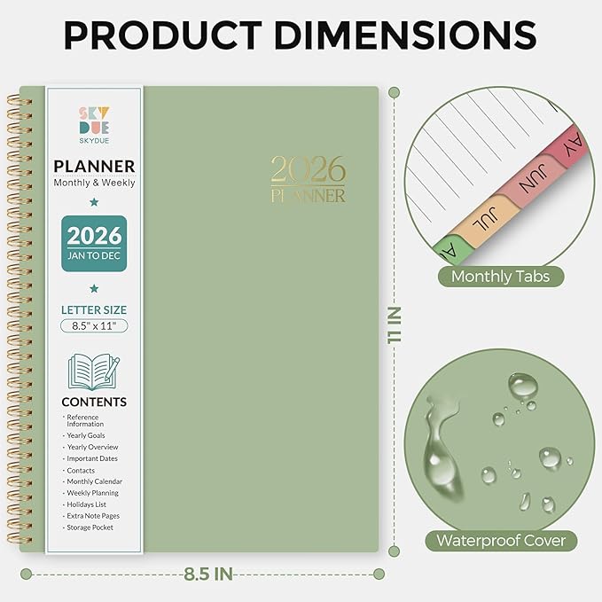 Planner 2026, 8.5" x 11" Monthly & Weekly Planner with Tabs, JAN - DEC 2026, Goal Setting & Time Management Organizer for Professionals & Students-Ruum Studio Home