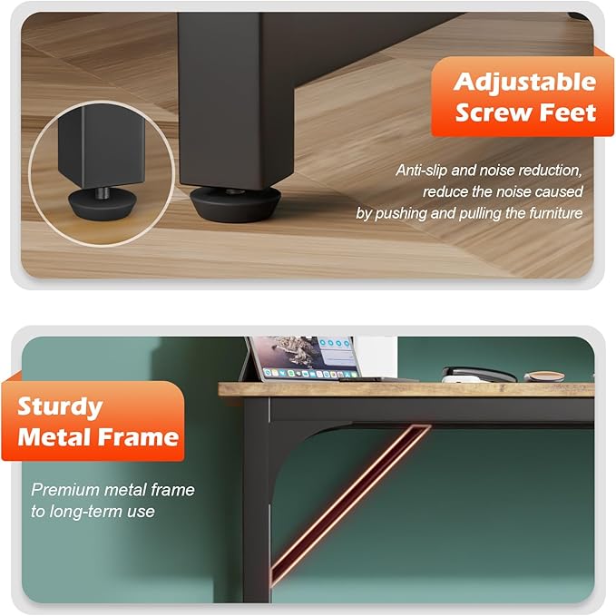 PayLessHere 32/39/47 inch Computer Desk Study Writing Table, Adjustable feet, Modern Furniture for Home Office (1, Vintage, 39 inch)-Ruum Studio Home