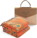 Colorful Throw Blanket 80"x90" Pure Cotton Luxury Throw Rustic Quilt Floral Pattern Home Decor Orange Blanket Lightweight Picnic Blanket(80"x90",04-Garland)-Ruum Studio Home