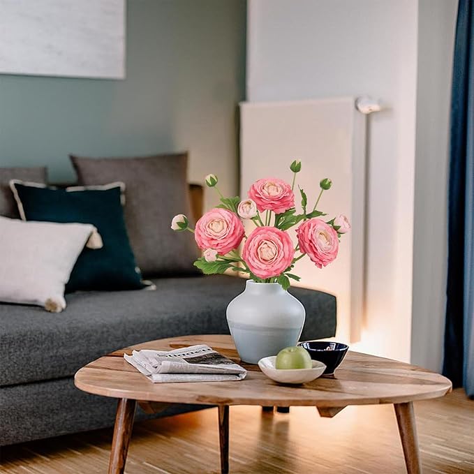 IPOPU 4PCS Real Touch Hot Pink Ranunculus Artificial Flowers Faux Ranunculus Flowers for Vase Real Look Silk Peonies Fake Peony Flowers for Home Indoor Wedding Centerpieces for Table Decor (Rose Red)-Ruum Studio Home