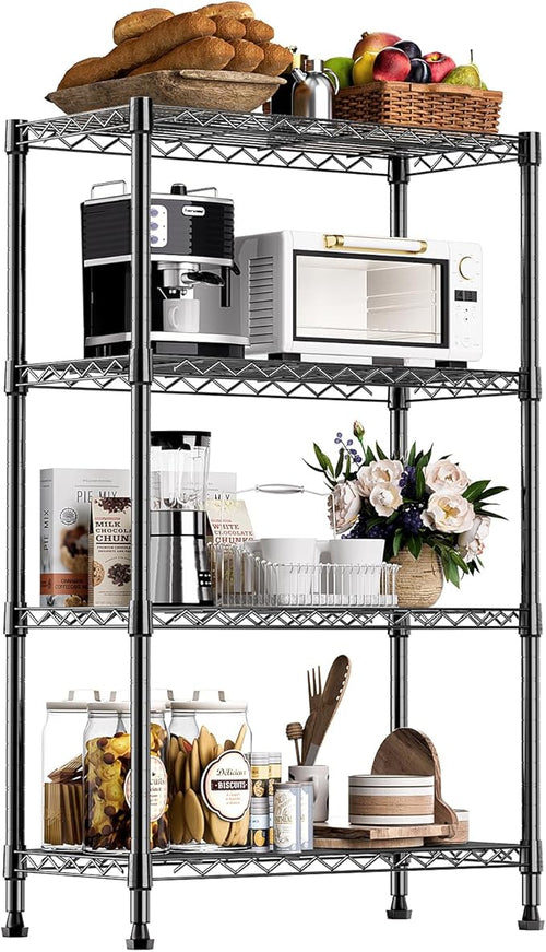 1000 lbs Storage Shelving Steel Heavy Duty 4-Tier Utility Shelving Unit Steel Organizer Wire Rack for Home,Kitchen,Office,Black (13.7" D x 23.6" W x 53.4" H)-Ruum Studio Home