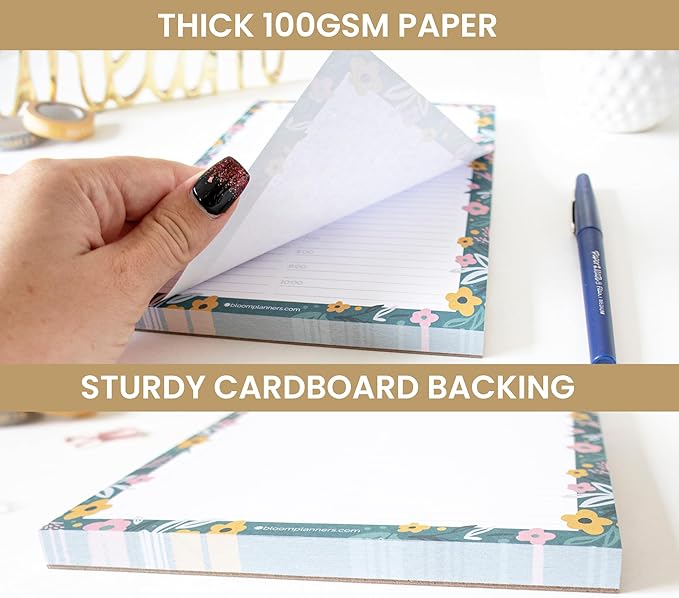 bloom daily planners Undated Daily Planner Notepad with Hourly Schedule for Appointments - Time Block To Do List Planning Pad - 80 Sheets - 6" x 9" - Garden Blooms-Ruum Studio Home