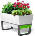 Glowpear Self Watering Planter Box - 29.5", White - UV Stable, Scalable Urban Raised Garden Bed with Water Gauge, Indoor Outdoor for Vegetables, Flowers, Herbs, and Succulents, Gardening-Ruum Studio Home