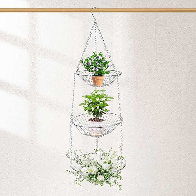 3-Tier Kitchen Wire Storage Basket Hanging Fruit Storage 2 Pack-Ruum Studio Home