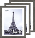 VCK 16x20 Picture Frames for Wall - 3 pack, Grey Natural Solid Wood Frame, Exclusive Wood Grain-Ruum Studio Home