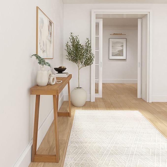 Plank+Beam Solid Wood Console Table, 56 Inch, Sofa Table, Narrow Entryway Table for Hallway, Behind The Couch, Living Room, Foyer, Easy Assembly, Pecan-Ruum Studio Home