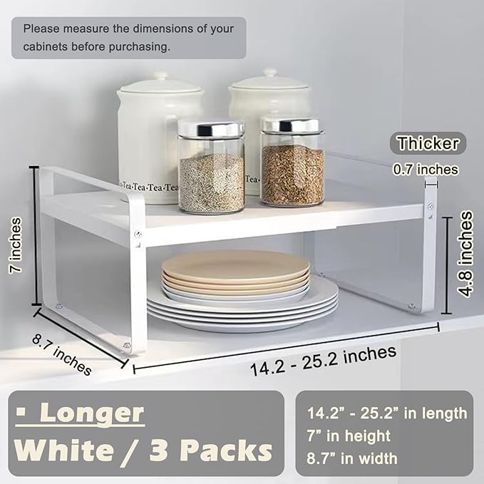 3 Pack Expandable Cabinet Shelf Organizer Kitchen Shelf Riser Stackable Pantry Shelves Kitchen Organizers and Storage Metal Spice Rack Countertop Organizer Cupboard Adjustable Shelfs Desk Rack Shelf-Ruum Studio Home