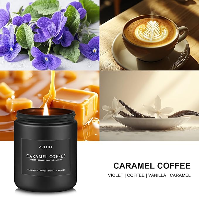 Caramel Coffee Candle | Men Scented Candles for Home, Candles Gifts for Women Men - Soy Candle for Home Scented - Aromatherapy Gifts for Men - 7oz 50 Hours Long Burning-Ruum Studio Home